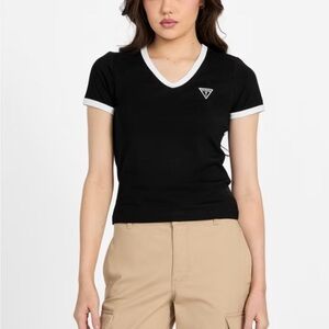 Guess Black and White V-Neck Tee